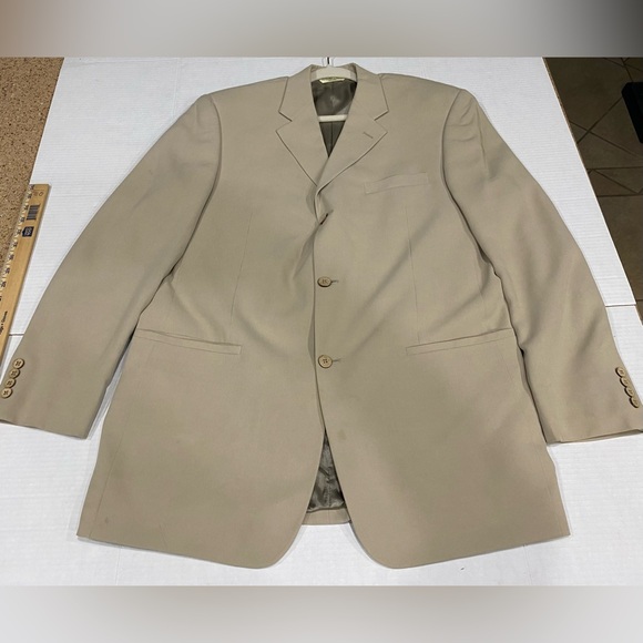 Joseph & Feiss Men's Blazer Sport Coat Size 42L Light Beige 100% Silk Jacket - Picture 1 of 11